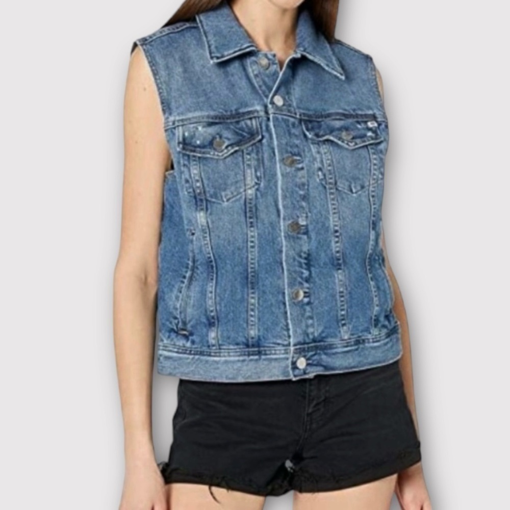 AG Adriano Goldschmied Jordy Denim Trucker Vest Jacket Veca NWT